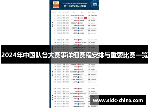 2024年中国队各大赛事详细赛程安排与重要比赛一览